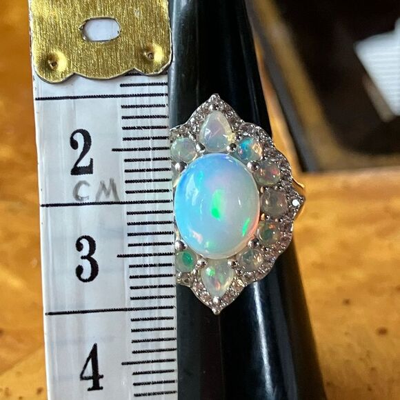 Natural Ethiopian Opal Sterling Silver Cocktail Ring Size 6 - Picture 8 of 10